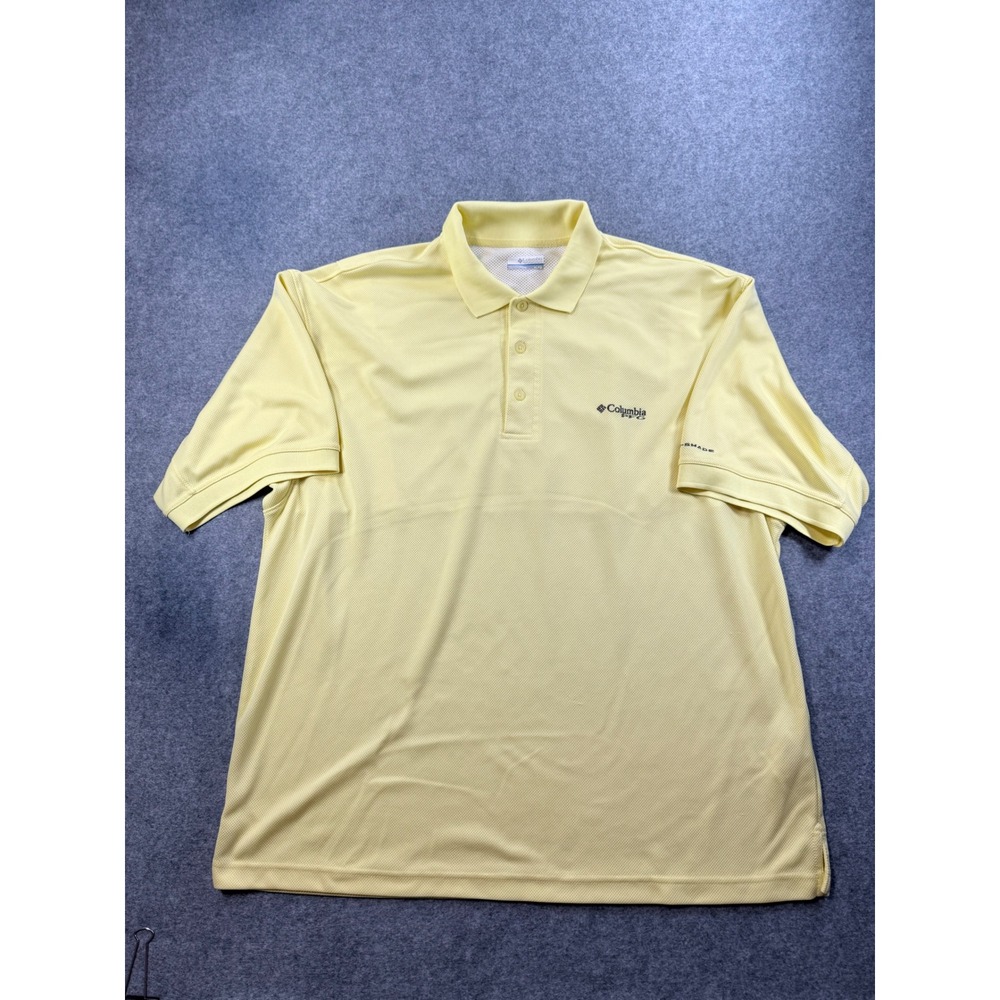 Columbia PFG Mens XL Yellow Omni-Shade Performance Fishing Polo Shirt